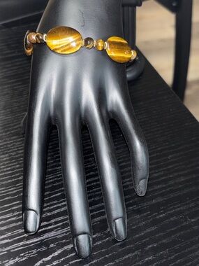 REESELYN CREATIONS Handcrafted Tiger's Eye Gemstones Stretch Bracelet